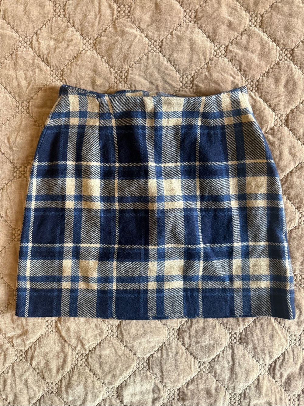 Vintage Bentley Blue and Cream Plaid Mini Skirt — Tailored A-Line